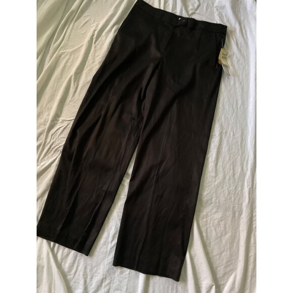 Black Silk Blend Tailored Pants Size 12 Modern Style With Comfort Waistband & Po - Picture 1 of 12